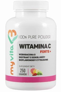 MYVITA VITA C PLUS (WITAMINA C + EKSTRAKT Z DZIKIEJ RÓŻY + BIOFLAWONOIDY CYTRUSOWE) 250G - suplement diety 